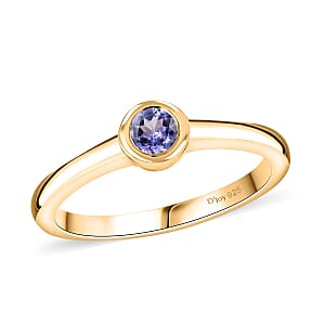 D'Joy Poke Free Tanzanite 0.25 ctw Solitaire Ring in 18K Vermeil Yellow Gold Over Sterling Silver (Size 10.0)