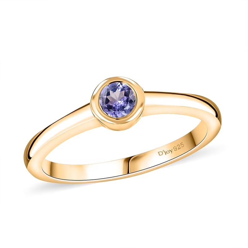 Doorbuster D'Joy Poke Free Tanzanite 0.25 ctw Solitaire Ring in 18K Vermeil Yellow Gold Over Sterling Silver (Size 10.0)