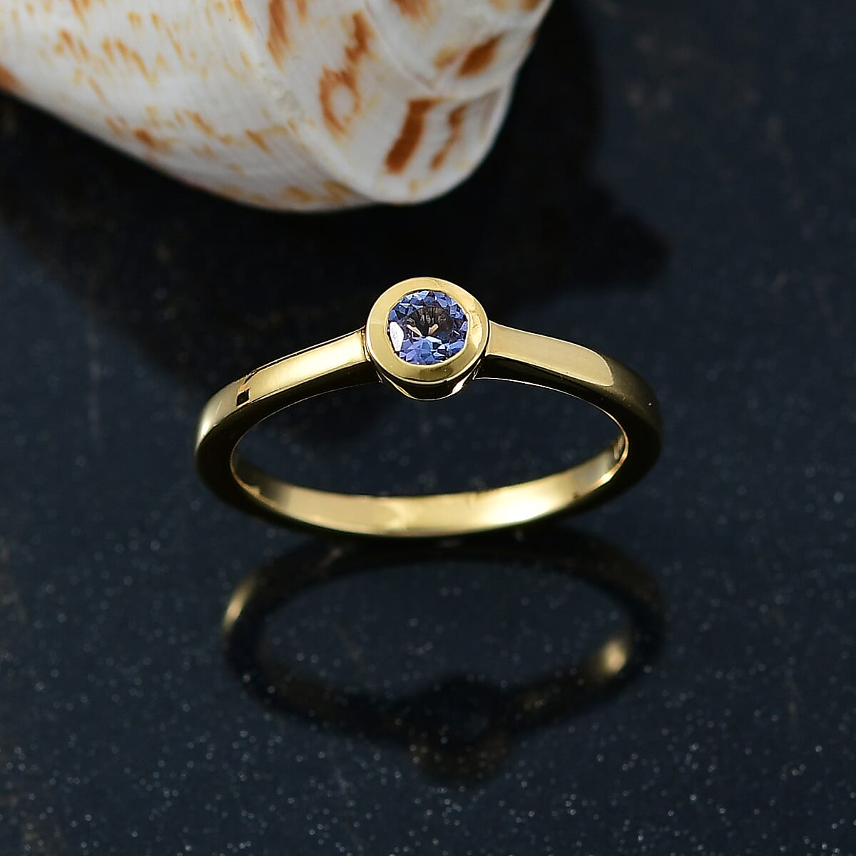 D'Joy Poke Free Tanzanite 0.25 ctw Solitaire Ring in 18K Vermeil Yellow Gold Over Sterling Silver (Size 10.0) image number 1
