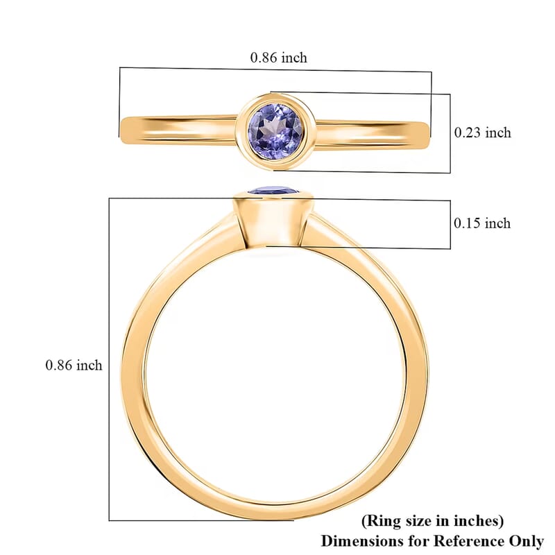 Doorbuster D'Joy Poke Free Tanzanite 0.25 ctw Solitaire Ring in 18K Vermeil Yellow Gold Over Sterling Silver (Size 10.0)