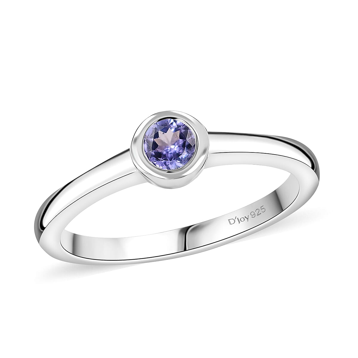 D'Joy Poke Free Tanzanite 0.25 ctw Solitaire Ring in Rhodium Over Sterling Silver (Size 9.0) image number 0
