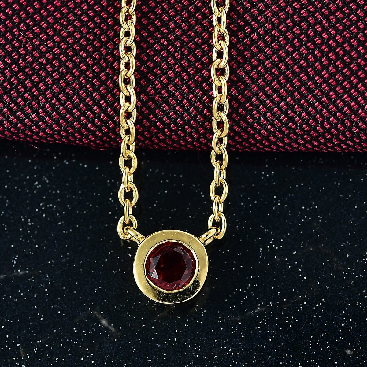 D'Joy Poke Free Mozambique Garnet 0.35 ctw Necklace 18 Inches in 18K Vermeil Yellow Gold Over Sterling Silver image number 1