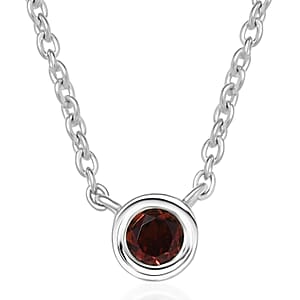 D'Joy Poke Free Mozambique Garnet 0.35 ctw Necklace 18 Inches in Rhodium Over Sterling Silver