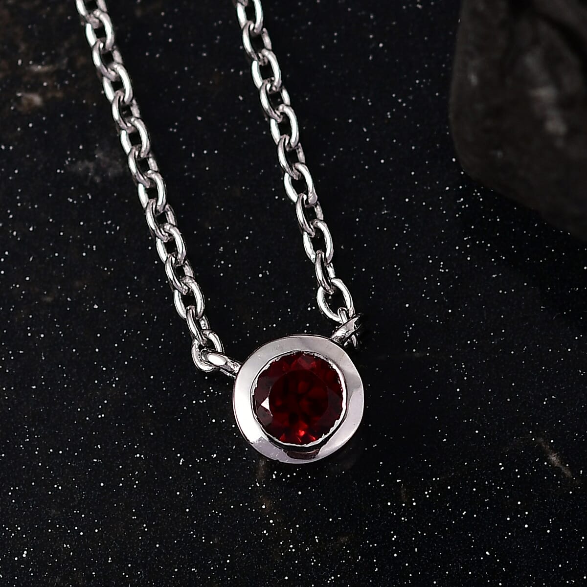 D'Joy Poke Free Mozambique Garnet 0.35 ctw Necklace 18 Inches in Rhodium Over Sterling Silver image number 1