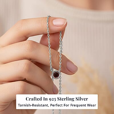 Mozambique Garnet / January / Rhodium Over Sterling Silver - Product card gallery slide 3 (10178187755833)