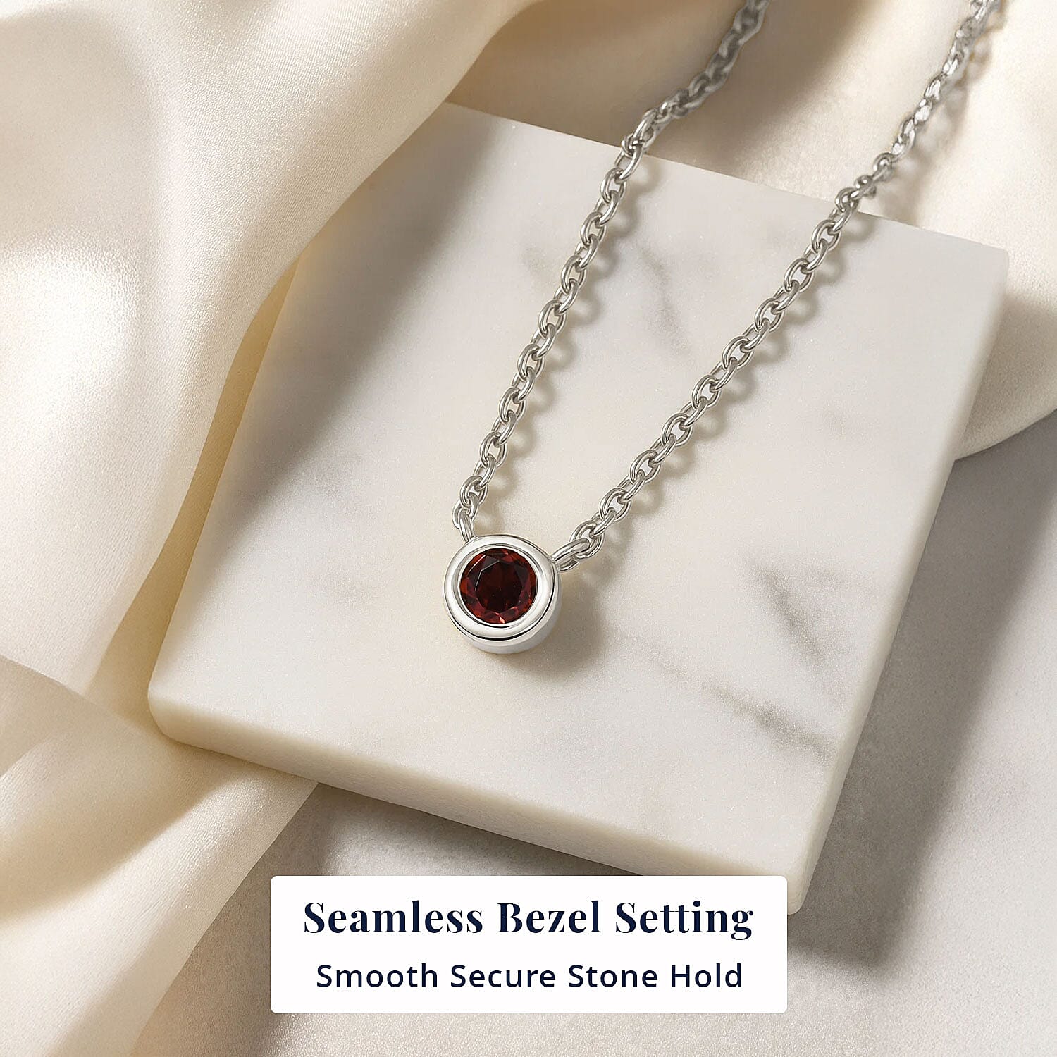 Mozambique Garnet / January / Rhodium Over Sterling Silver