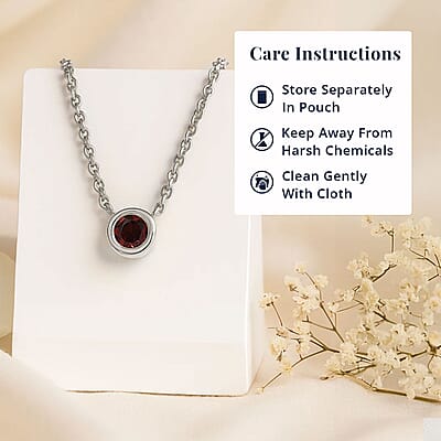 D'Joy Poke Free Mozambique Garnet 0.35 ctw Necklace 18 Inches in Rhodium Over Sterling Silver