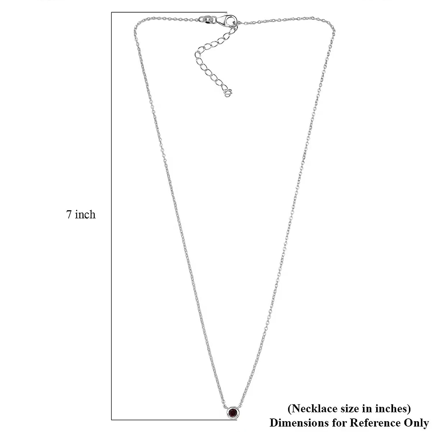 D'Joy Poke Free Mozambique Garnet 0.35 ctw Necklace 18 Inches in Rhodium Over Sterling Silver