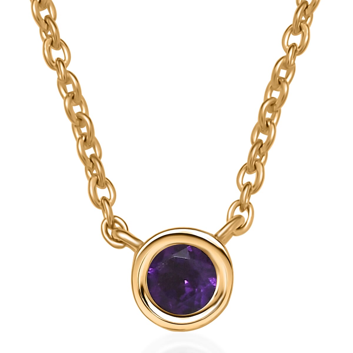 D'Joy Poke Free African Amethyst 0.30 ctw Necklace 18 Inches in 18K Vermeil Yellow Gold Over Sterling Silver image number 0