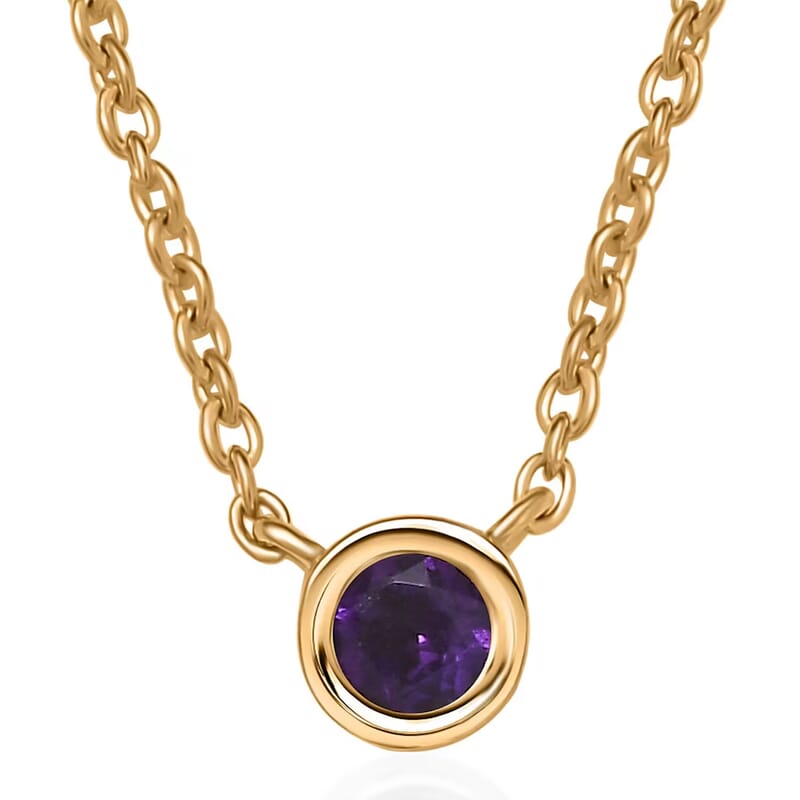 D'Joy Poke Free African Amethyst 0.30 ctw Necklace 18 Inches in 18K Vermeil Yellow Gold Over Sterling Silver