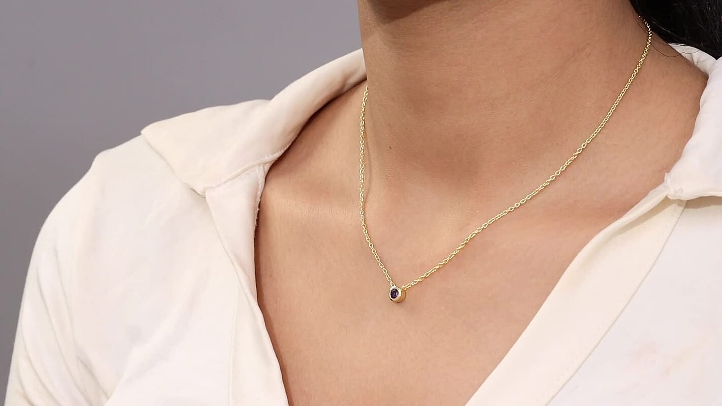 D'Joy Mozambique Garnet Necklace (18 Inches) in 18K Vermeil YG Over Sterling Silver 0.35 ctw