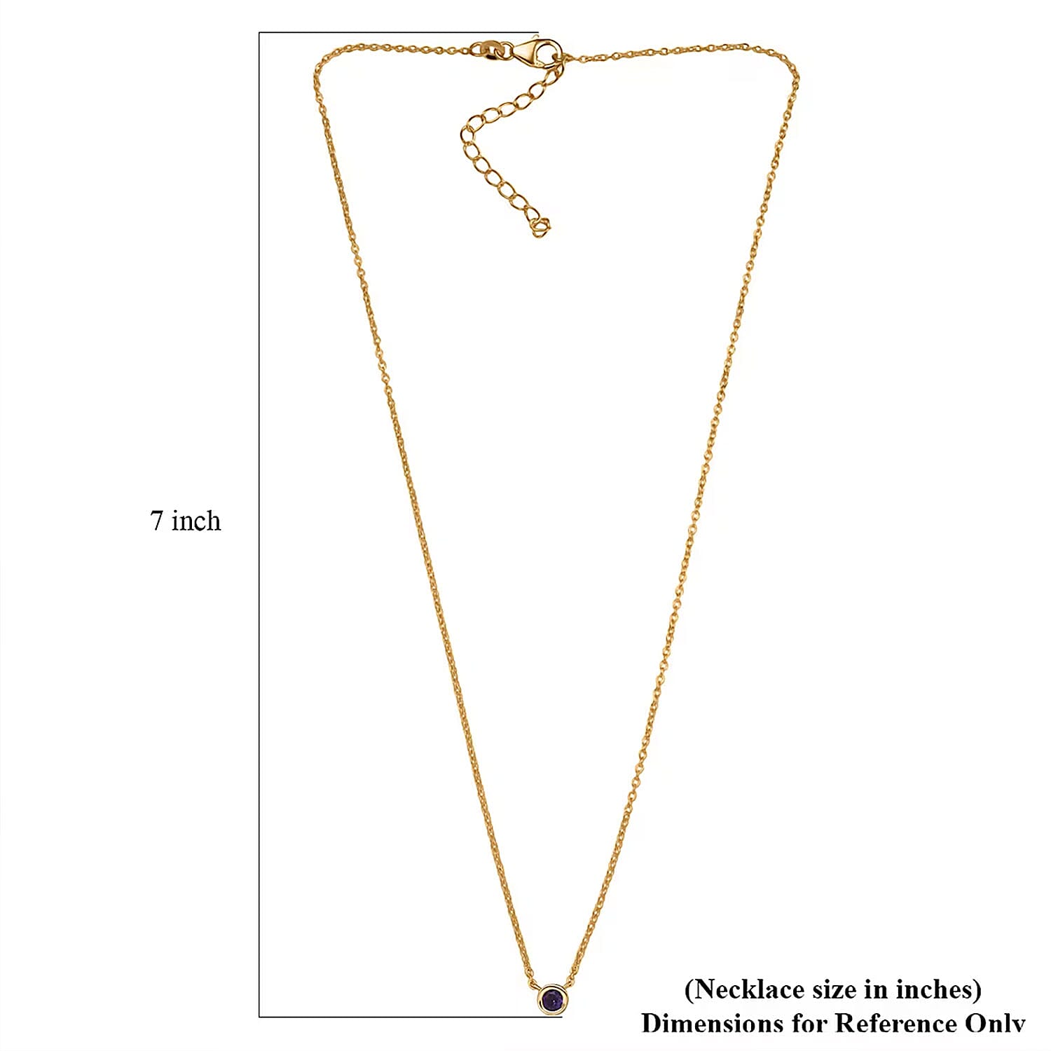 D'Joy Poke Free African Amethyst 0.30 ctw Necklace 18 Inches in 18K Vermeil Yellow Gold Over Sterling Silver