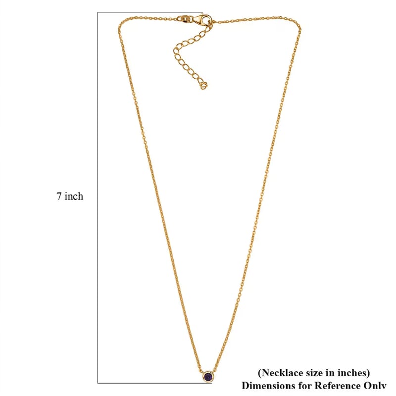 D'Joy Poke Free African Amethyst 0.30 ctw Necklace 18 Inches in 18K Vermeil Yellow Gold Over Sterling Silver