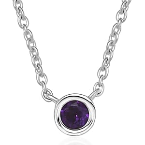 D'Joy Poke Free African Amethyst 0.30 ctw Necklace 18 Inches in Rhodium Over Sterling Silver