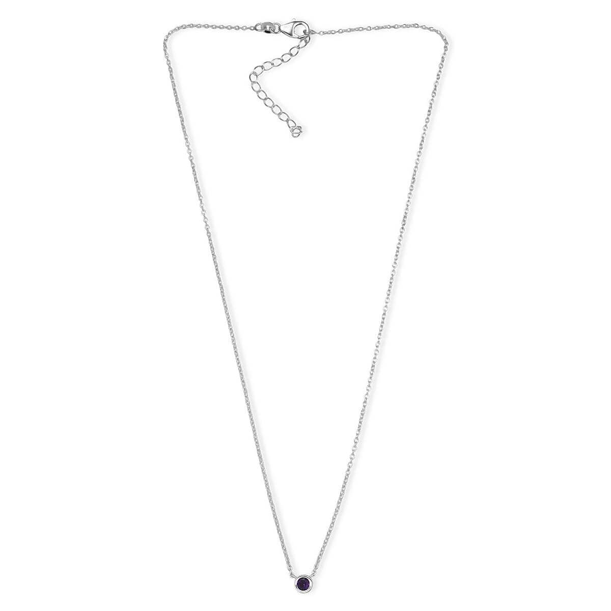D'Joy Poke Free African Amethyst 0.30 ctw Necklace 18 Inches in Rhodium Over Sterling Silver image number 3