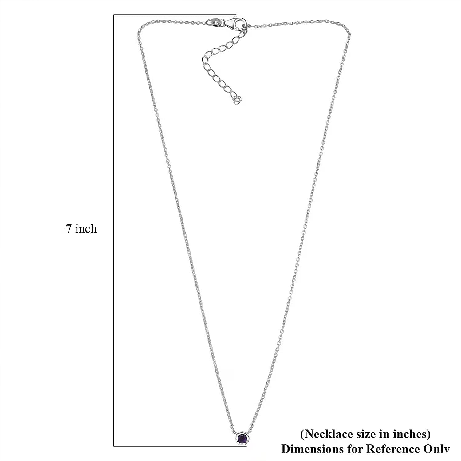 D'Joy Poke Free African Amethyst 0.30 ctw Necklace 18 Inches in Rhodium Over Sterling Silver