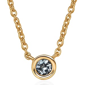 D'Joy Poke Free Aquamarine 0.25 ctw Necklace 18 Inches in 18K Vermeil Yellow Gold Over Sterling Silver