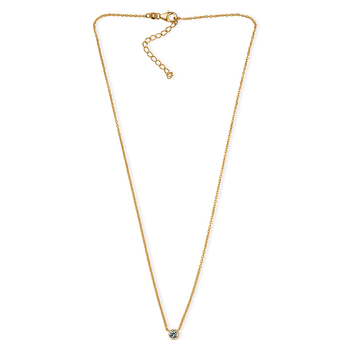 D'Joy Poke Free Aquamarine 0.25 ctw Necklace 18 Inches in 18K Vermeil Yellow Gold Over Sterling Silver image number 3