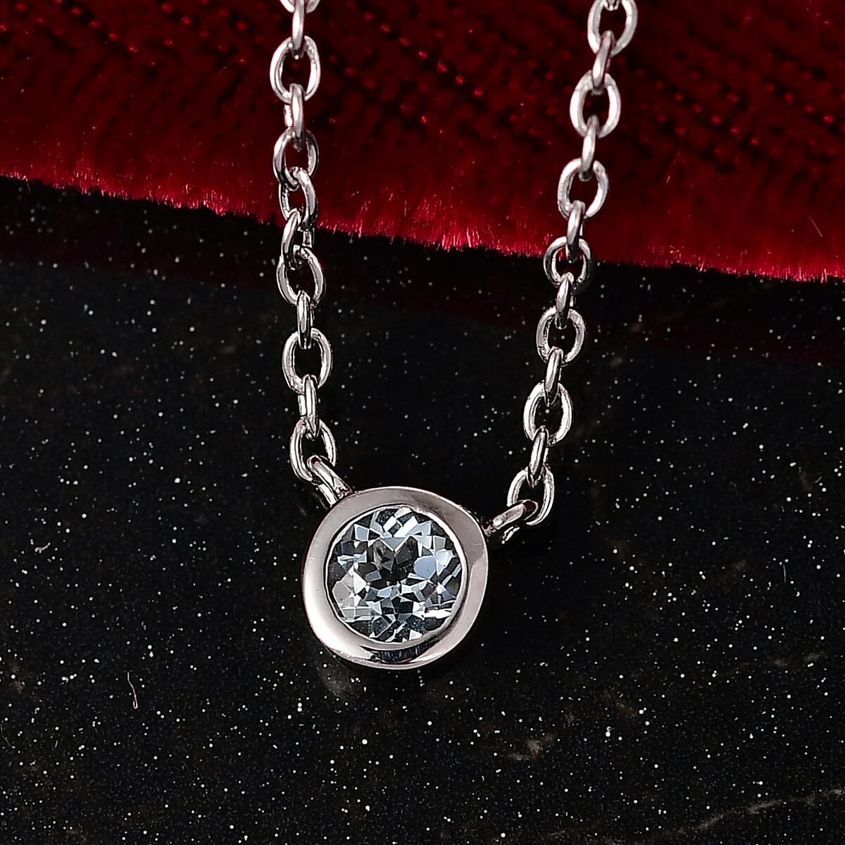 D'Joy Poke Free Aquamarine 0.25 ctw Necklace 18 Inches in Rhodium Over Sterling Silver image number 1