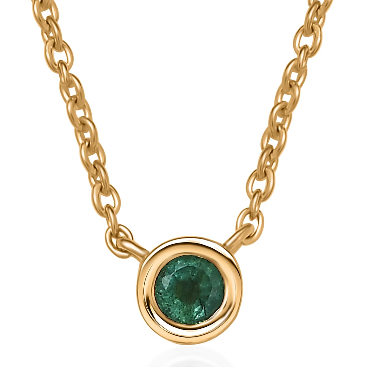D'Joy Poke Free Kagem Zambian Emerald 0.30 ctw Necklace 18 Inches in 18K Vermeil Yellow Gold Over Sterling Silver image number 0