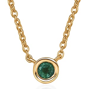 D'Joy Poke Free Kagem Zambian Emerald 0.30 ctw Necklace 18 Inches in 18K Vermeil Yellow Gold Over Sterling Silver