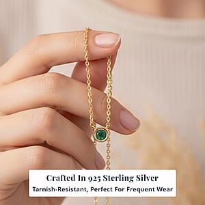 D'Joy Poke Free Kagem Zambian Emerald 0.30 ctw Necklace 18 Inches in 18K Vermeil Yellow Gold Over Sterling Silver