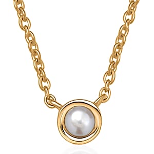 D'Joy Poke Free Freshwater Pearl Necklace 18 Inches in 18K Vermeil Yellow Gold Over Sterling Silver 