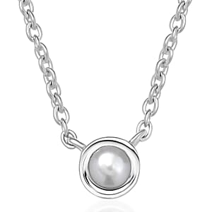 D'Joy Poke Free Freshwater Pearl Necklace 18 Inches in Rhodium Over Sterling Silver 