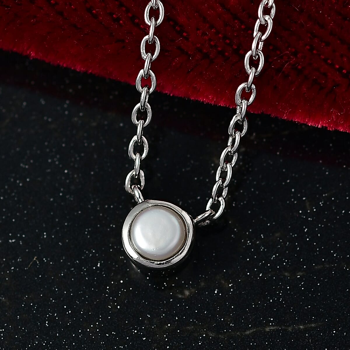 D'Joy Poke Free Freshwater Pearl Necklace 18 Inches in Rhodium Over Sterling Silver  image number 1