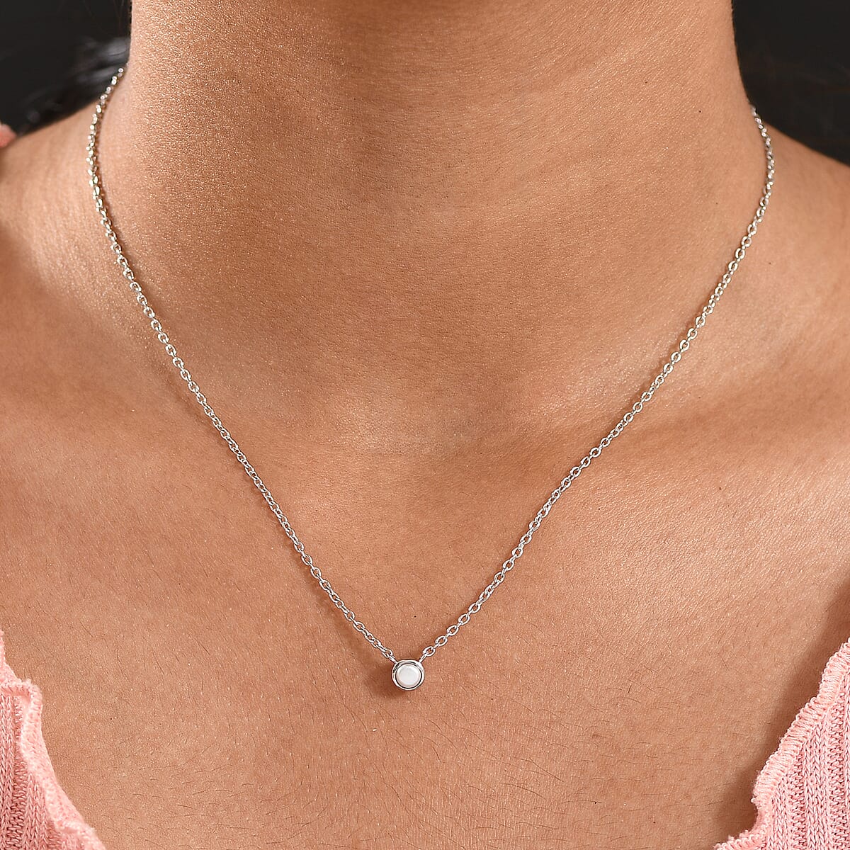 D'Joy Poke Free Freshwater Pearl Necklace 18 Inches in Rhodium Over Sterling Silver  image number 2