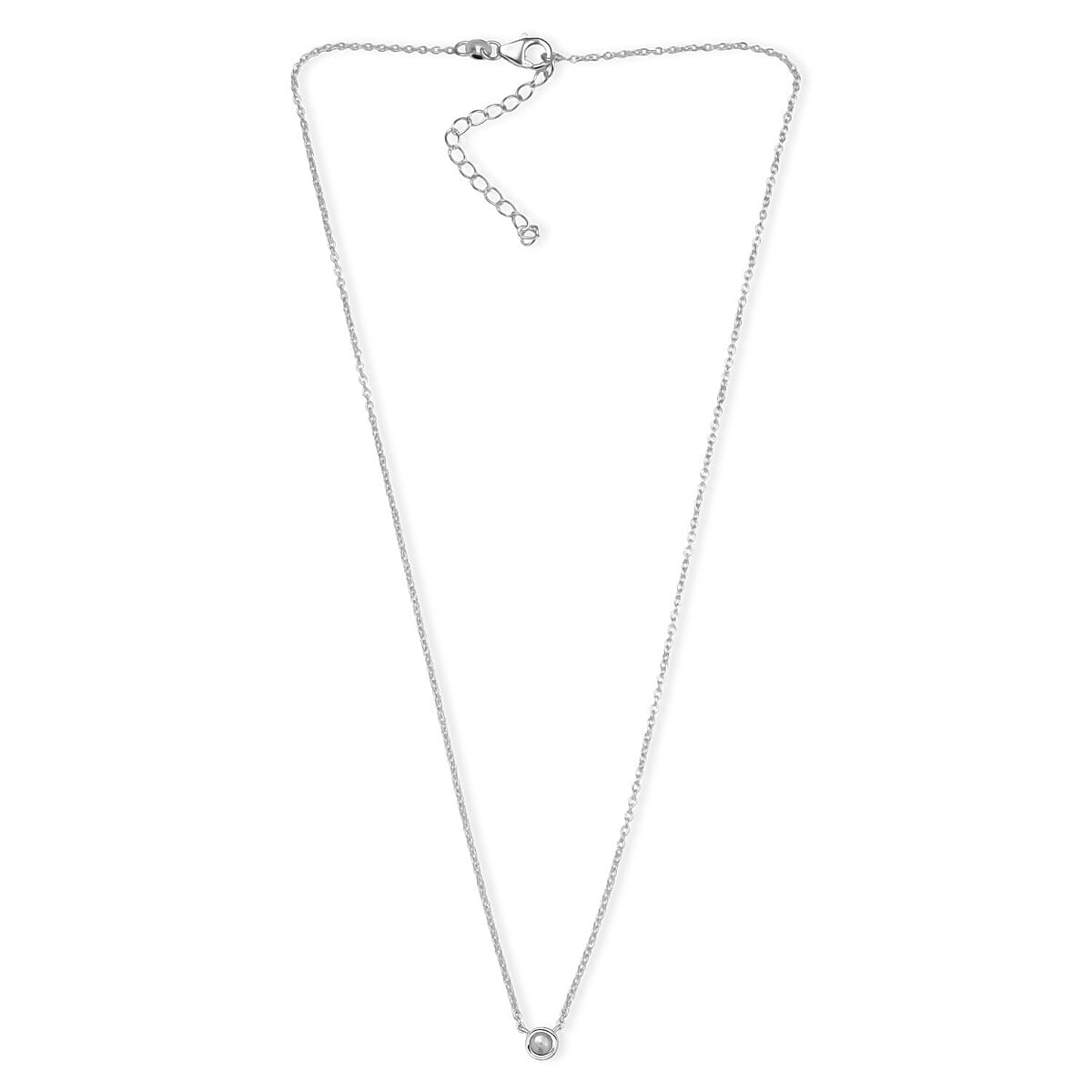 D'Joy Poke Free Freshwater Pearl Necklace 18 Inches in Rhodium Over Sterling Silver  image number 3