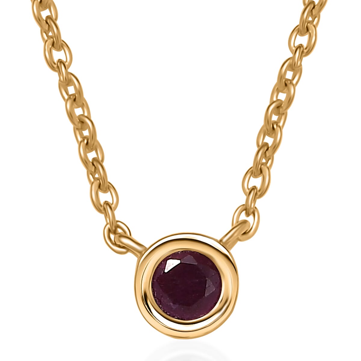 D'Joy Poke Free Niassa Ruby (FF) 0.35 ctw Necklace 18 Inches in 18K Vermeil Yellow Gold Over Sterling Silver image number 0