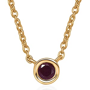 D'Joy Poke Free Niassa Ruby (FF) 0.35 ctw Necklace 18 Inches in 18K Vermeil Yellow Gold Over Sterling Silver