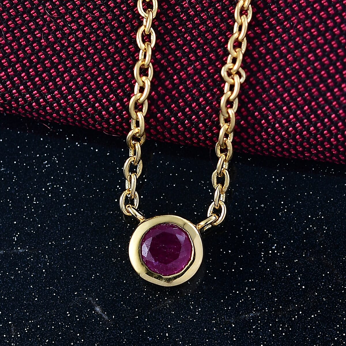 D'Joy Poke Free Niassa Ruby (FF) 0.35 ctw Necklace 18 Inches in 18K Vermeil Yellow Gold Over Sterling Silver image number 1