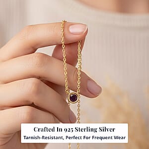 D'Joy Poke Free Niassa Ruby (FF) 0.35 ctw Necklace 18 Inches in 18K Vermeil Yellow Gold Over Sterling Silver