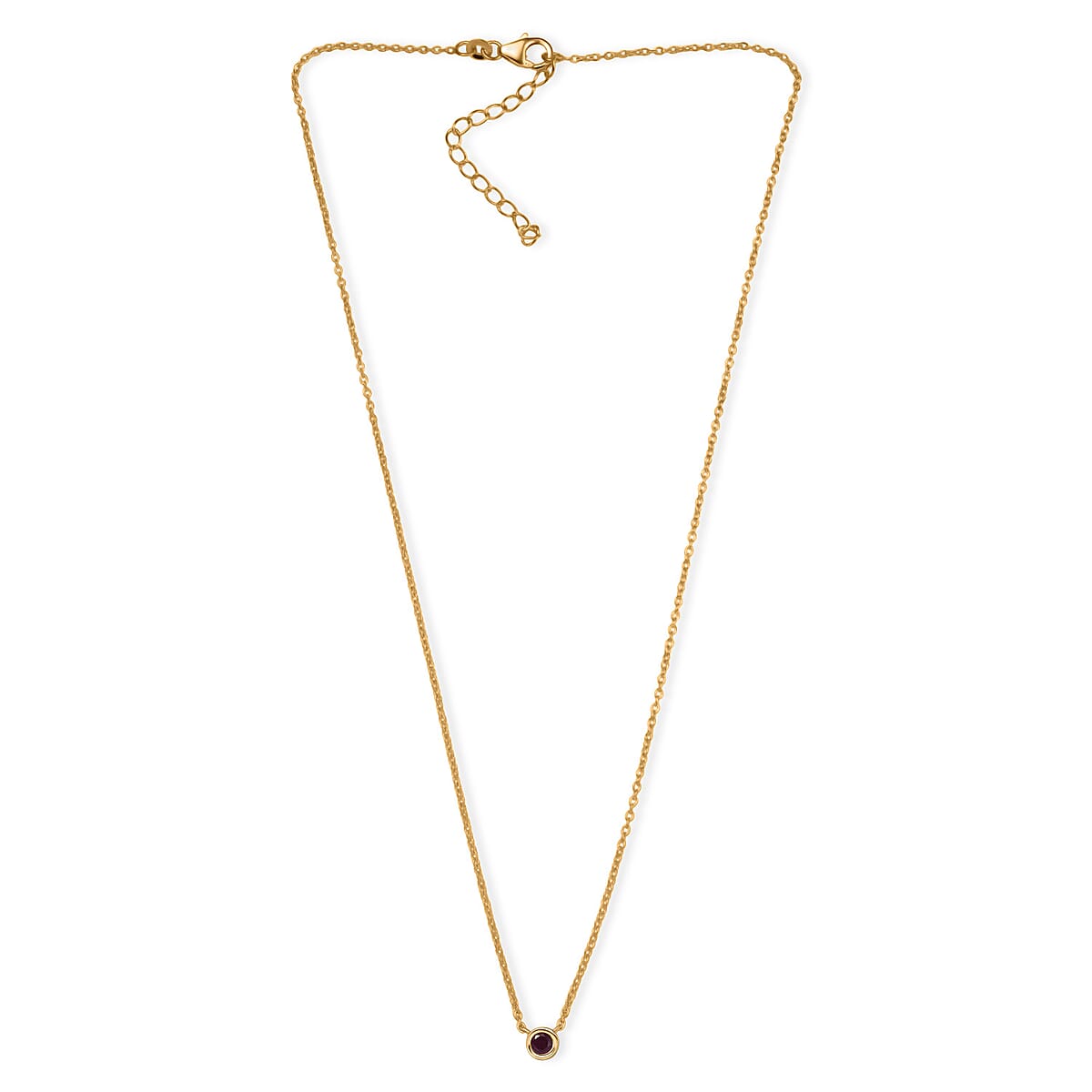 D'Joy Poke Free Niassa Ruby (FF) 0.35 ctw Necklace 18 Inches in 18K Vermeil Yellow Gold Over Sterling Silver image number 3