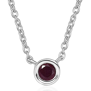 D'Joy Poke Free Niassa Ruby (FF) 0.35 ctw Necklace 18 Inches in Rhodium Over Sterling Silver