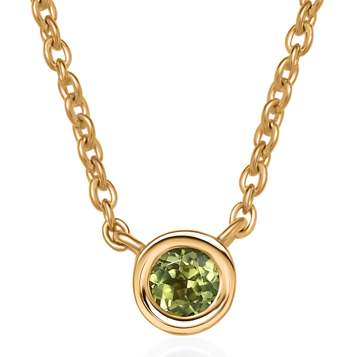 D'Joy Poke Free Hebei Peridot 0.35 ctw Necklace 18 Inches in 18K Vermeil Yellow Gold Over Sterling Silver image number 0