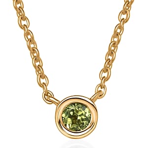 D'Joy Poke Free Hebei Peridot 0.35 ctw Necklace 18 Inches in 18K Vermeil Yellow Gold Over Sterling Silver
