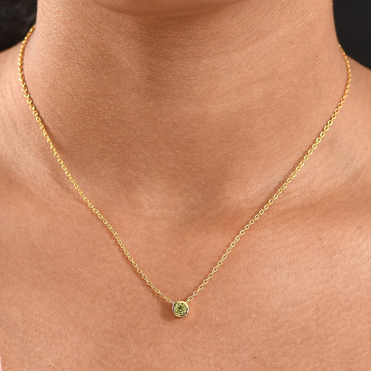 D'Joy Poke Free Hebei Peridot 0.35 ctw Necklace 18 Inches in 18K Vermeil Yellow Gold Over Sterling Silver image number 2