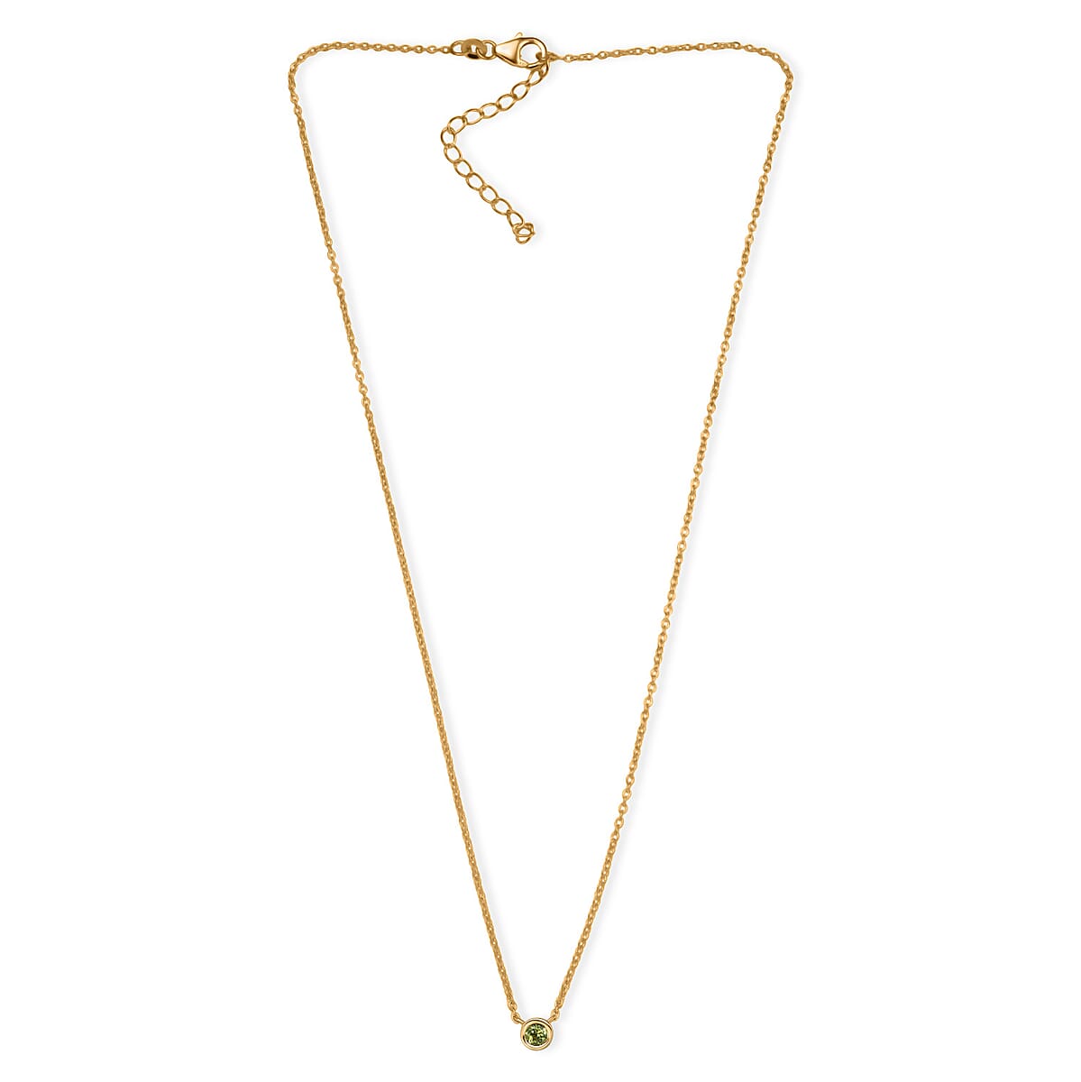D'Joy Poke Free Hebei Peridot 0.35 ctw Necklace 18 Inches in 18K Vermeil Yellow Gold Over Sterling Silver image number 3