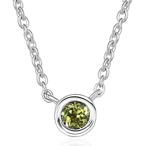 D'Joy Poke Free Hebei Peridot 0.35 ctw Necklace 18 Inches in Rhodium Over Sterling Silver