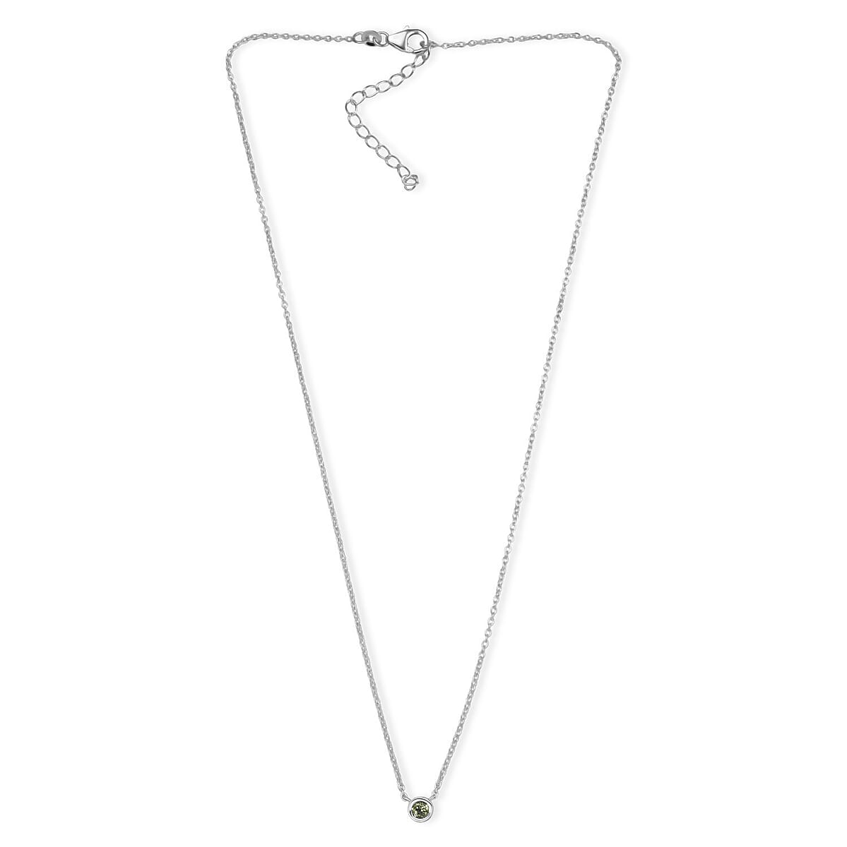 D'Joy Poke Free Hebei Peridot 0.35 ctw Necklace 18 Inches in Rhodium Over Sterling Silver image number 3