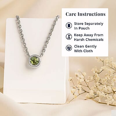 D'Joy Poke Free Hebei Peridot 0.35 ctw Necklace 18 Inches in Rhodium Over Sterling Silver