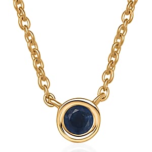 D'Joy Poke Free Ceylon Blue Sapphire 0.35 ctw Necklace 18 Inches in 18K Vermeil Yellow Gold Over Sterling Silver