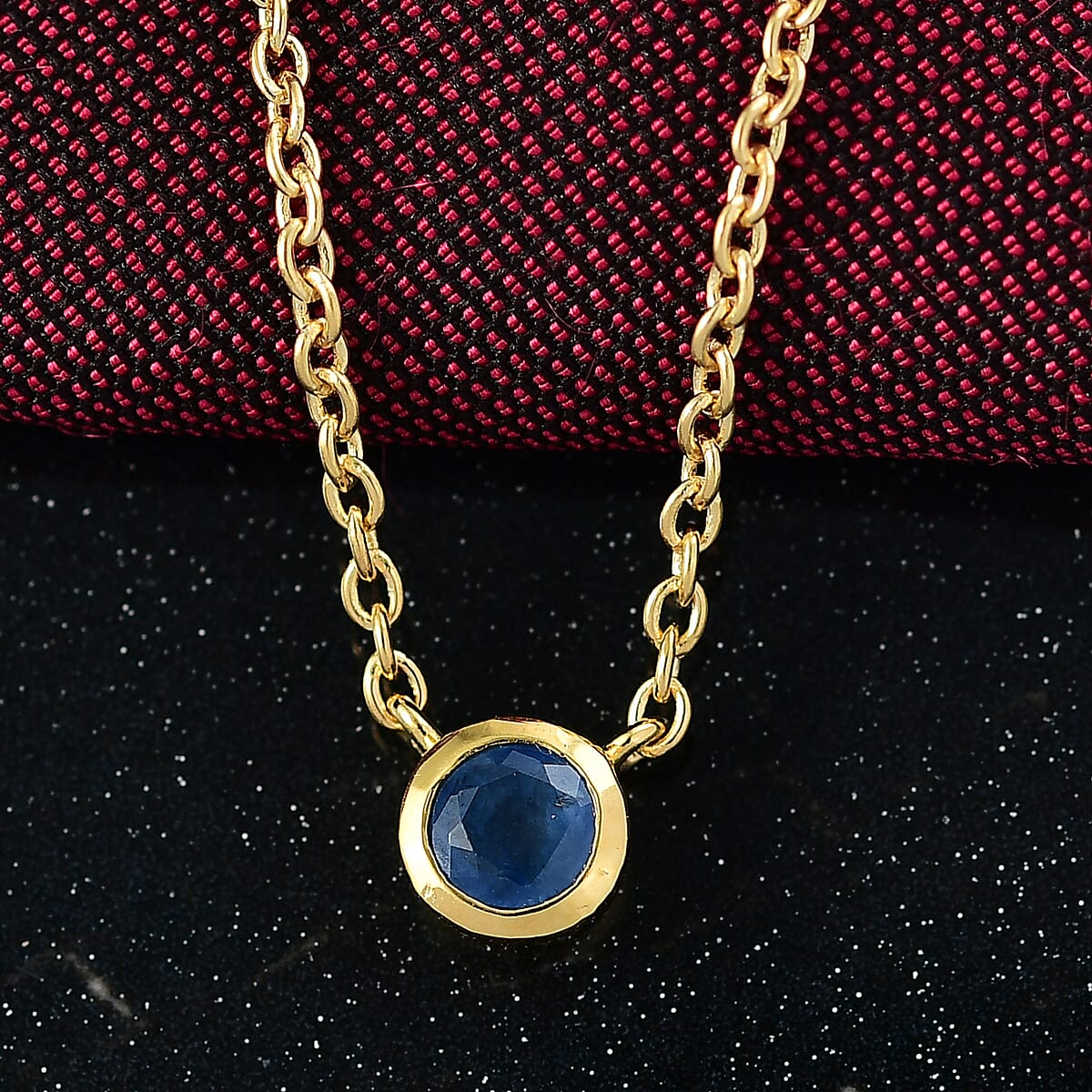 D'Joy Poke Free Ceylon Blue Sapphire 0.35 ctw Necklace 18 Inches in 18K Vermeil Yellow Gold Over Sterling Silver image number 1