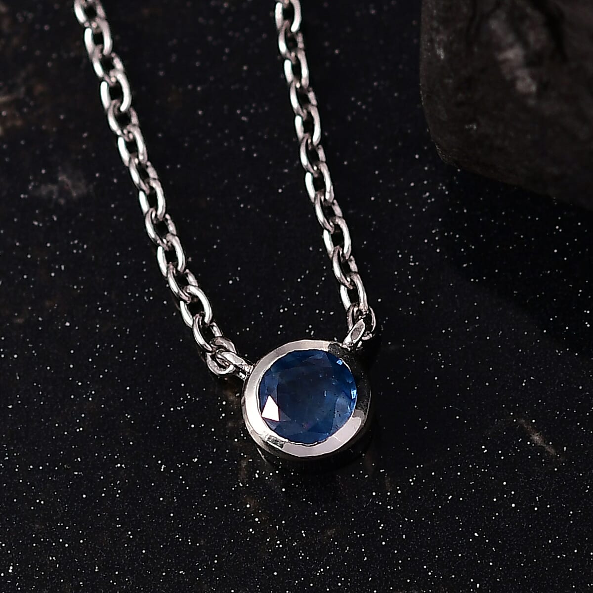D'Joy Poke Free Ceylon Blue Sapphire 0.35 ctw Necklace 18 Inches in Rhodium Over Sterling Silver image number 1