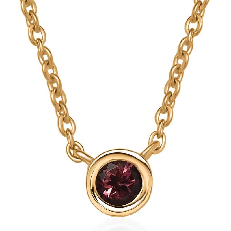 D'Joy Poke Free Morro Redondo Pink Tourmaline 0.35 ctw Necklace 18 Inches in 18K Vermeil Yellow Gold Over Sterling Silver