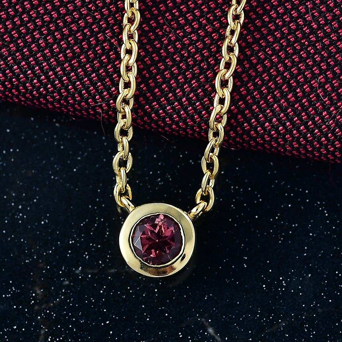 D'Joy Poke Free Morro Redondo Pink Tourmaline 0.35 ctw Necklace 18 Inches in 18K Vermeil Yellow Gold Over Sterling Silver image number 1