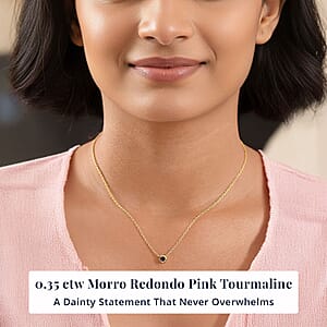 D'Joy Poke Free Morro Redondo Pink Tourmaline 0.35 ctw Necklace 18 Inches in 18K Vermeil Yellow Gold Over Sterling Silver